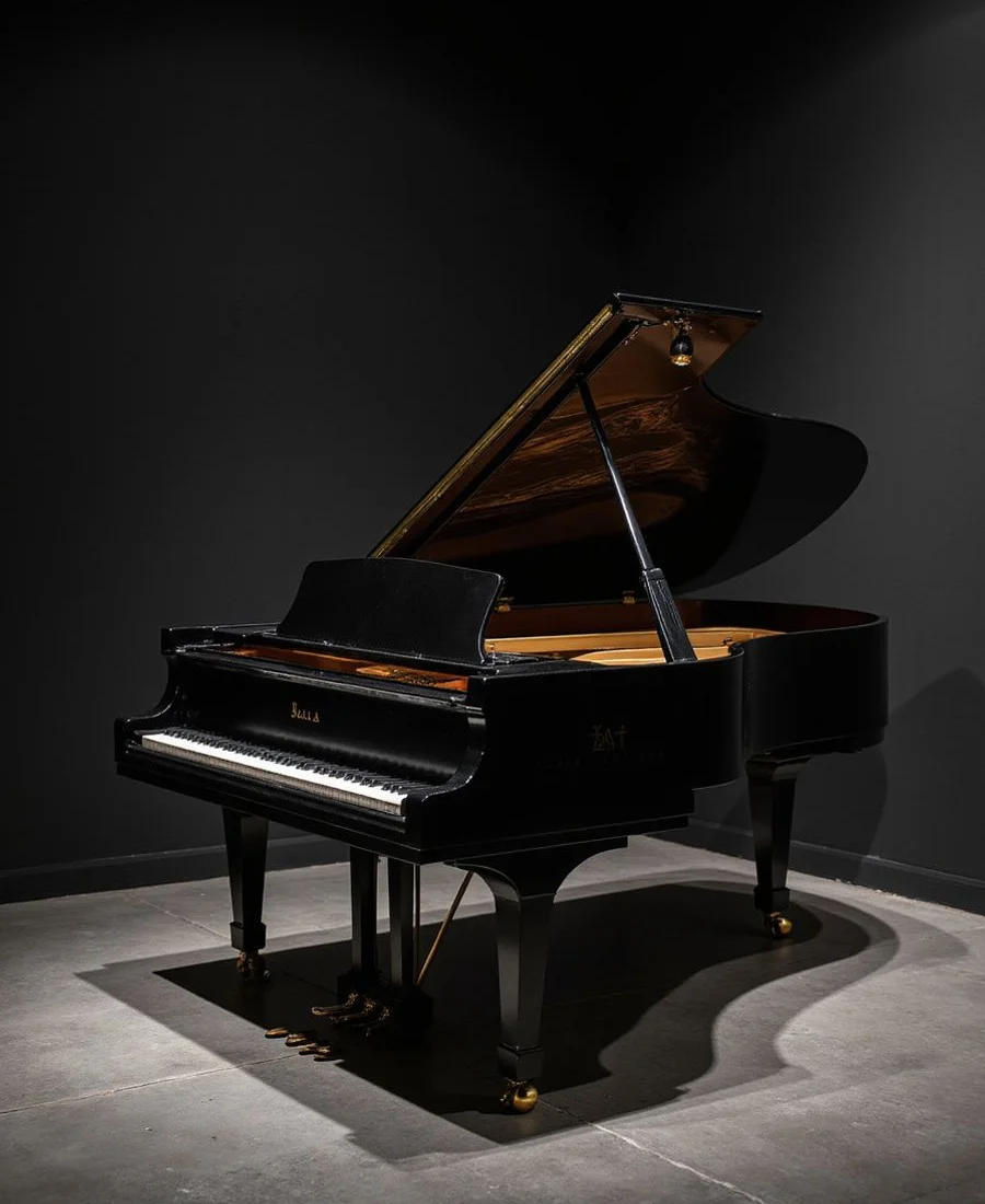 Grand piano on display in the Keys & Co. Harrogate showroom