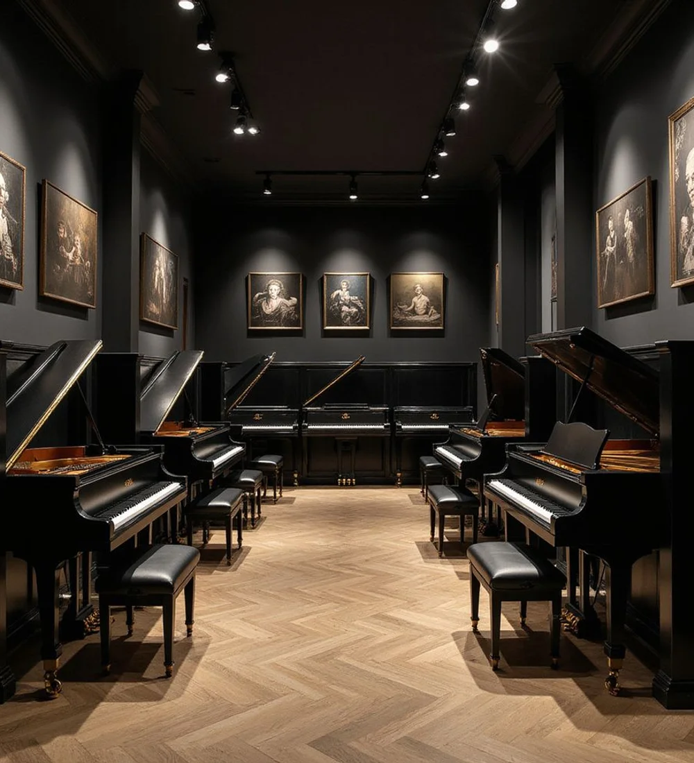 The Keys & Co. piano showroom interior on Montpellier Parade, Harrogate